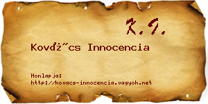 Kovács Innocencia névjegykártya